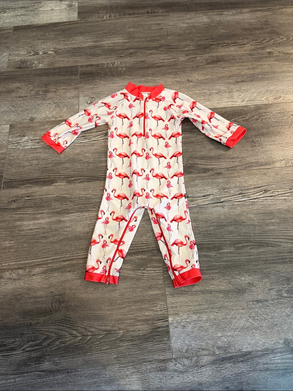 Honeysuckle‎ Kids Flamingo Print One-Piece Swimsuit - Red/White